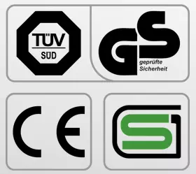 Обязательные сертификаты: европейский CE, немецкий GS TUV, японский SG