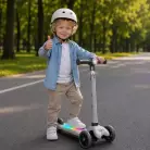 Самокат UNIX Kids Light с подсветкой, серый