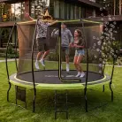 Батут каркасный 420см (14фут), SCHOLLE, JUMPER, с защитной сеткой и лестницей, зеленый