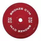 Диск олимпийский BRONZE GYM тяжелоатлетический красный 25 кг
