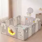 Манеж UNIX Kids DeLuxe V2 / Делюкс серый 150 x 180 см, с баскетбольным кольцом и ковриком