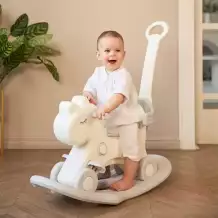 Лошадка-качалка-беговел UNIX Kids Grey (с ручкой)