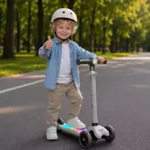 Самокат UNIX Kids Light с подсветкой, серый