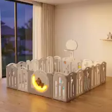 Манеж UNIX Kids DeLuxe V2 / Делюкс серый 180 x 200 см, с баскетбольным кольцом и ковриком