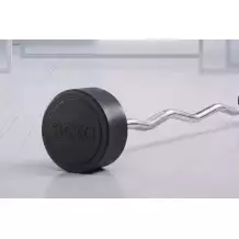 Штанга неразборная обрезиненная 35 кг. Изогнутый гриф. VictoryFit VF-DX5350