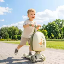 Самокат UNIX Kids с рюкзаком Дино / Backpack Dino бежевый