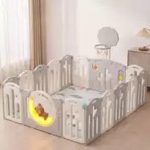 Манеж UNIX Kids DeLuxe V2 / Делюкс серый 150 x 180 см, с баскетбольным кольцом и ковриком
